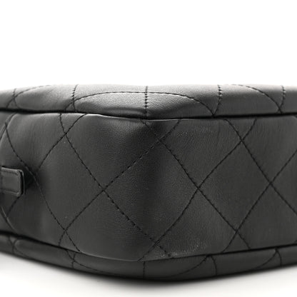 Chanel Calfskin Diamond Stitched Top Handle Bowling Bag Black 9 of 10