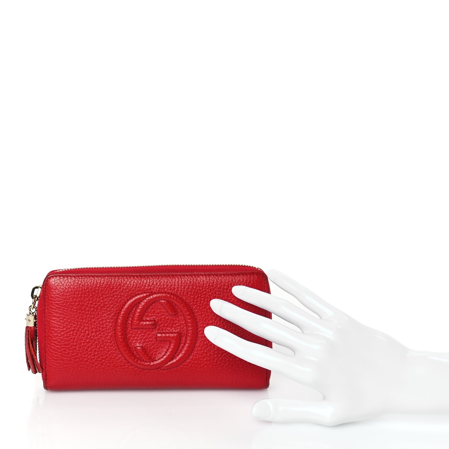 Gucci Pebbled Calfskin Soho Zip Around Wallet Red 2 of 8