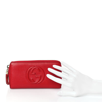 Gucci Pebbled Calfskin Soho Zip Around Wallet Red 2 of 8