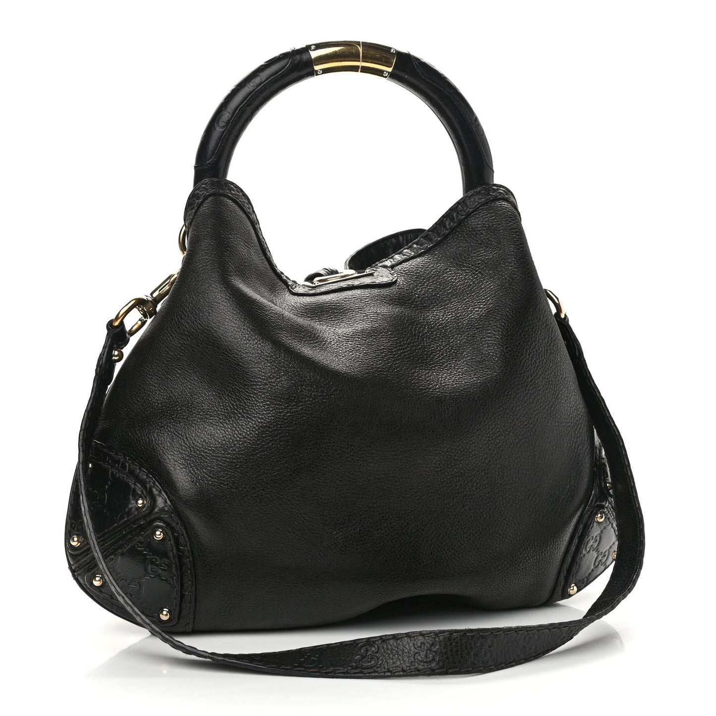 Calfskin Medium Indy Top Handle Hobo Black
