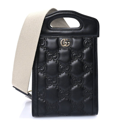 Gucci Calfskin GG Matelasse Mini Top Slip Handle Crossbody Bag  Black Natural 1 of 8