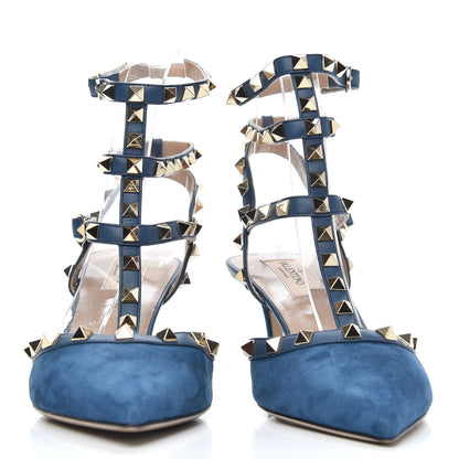 Valentino Garavani Suede Rockstud Ankle Strap 65mm Pumps 38.5 Peacock 2 of 7