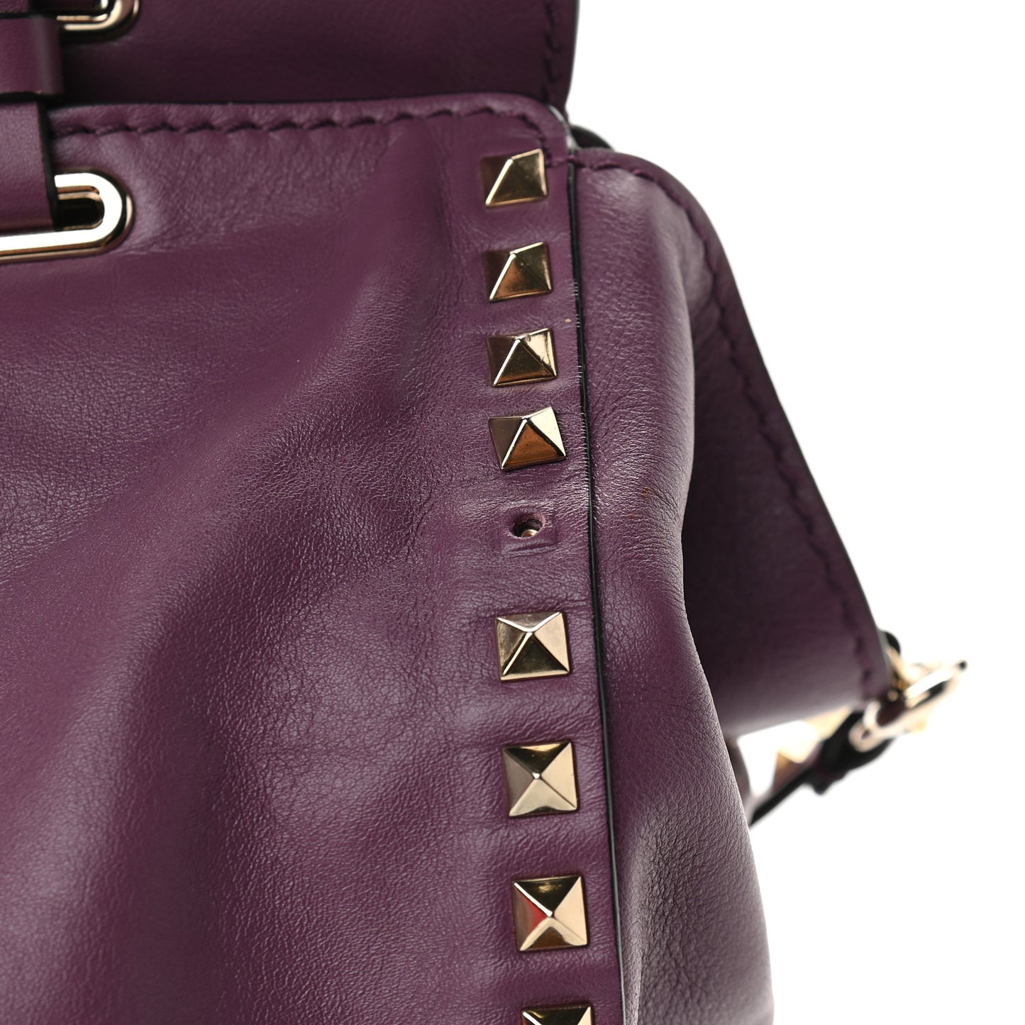 Vitello Medium Rockstud Tote Purple