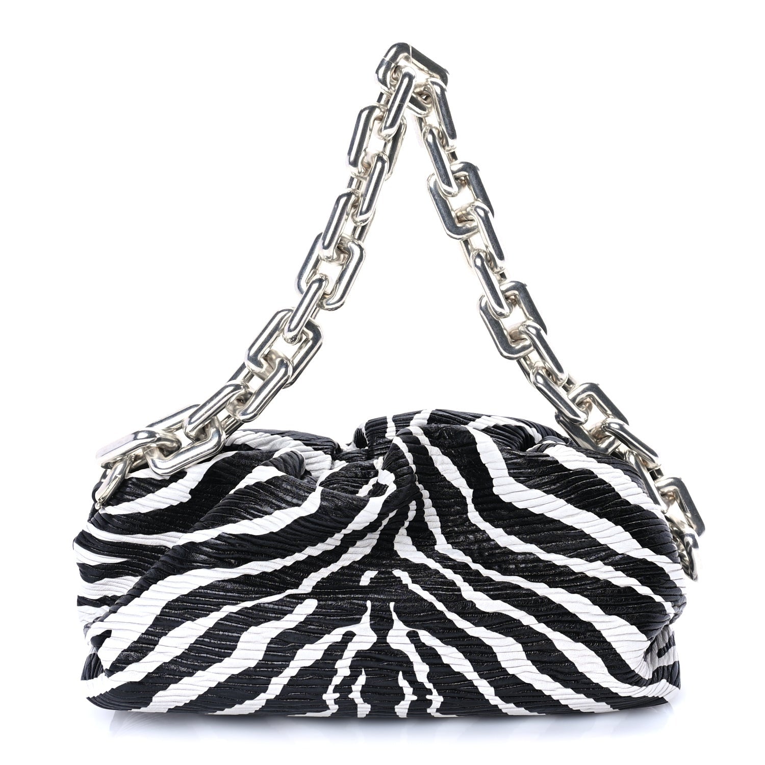 Bottega Veneta Nappa Zebra Print The Pouch Chain  White Black 1 of 7