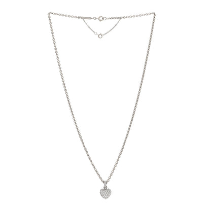 Cartier 18K White Gold Diamond Small Heart Paved Pendant Necklace 2 of 4