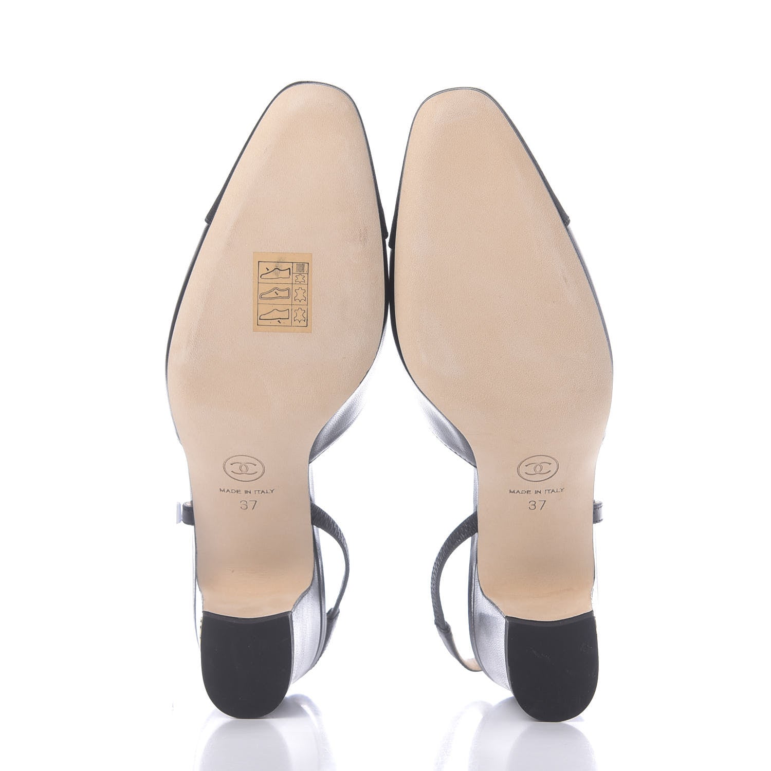 Chanel Goatskin Grosgrain Cap Toe CC Slingback Sandals 37 Black 7 of 12