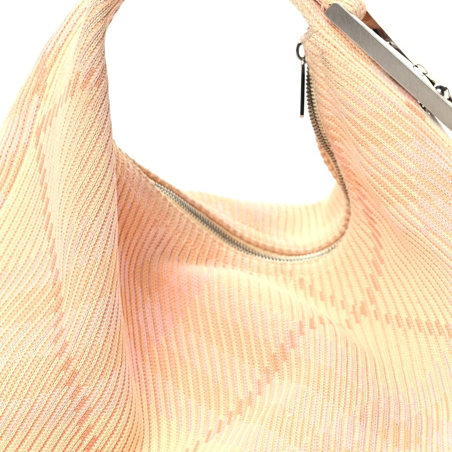 Canvas Knitted Check Medium Peg Duffle Bag Sherbert
