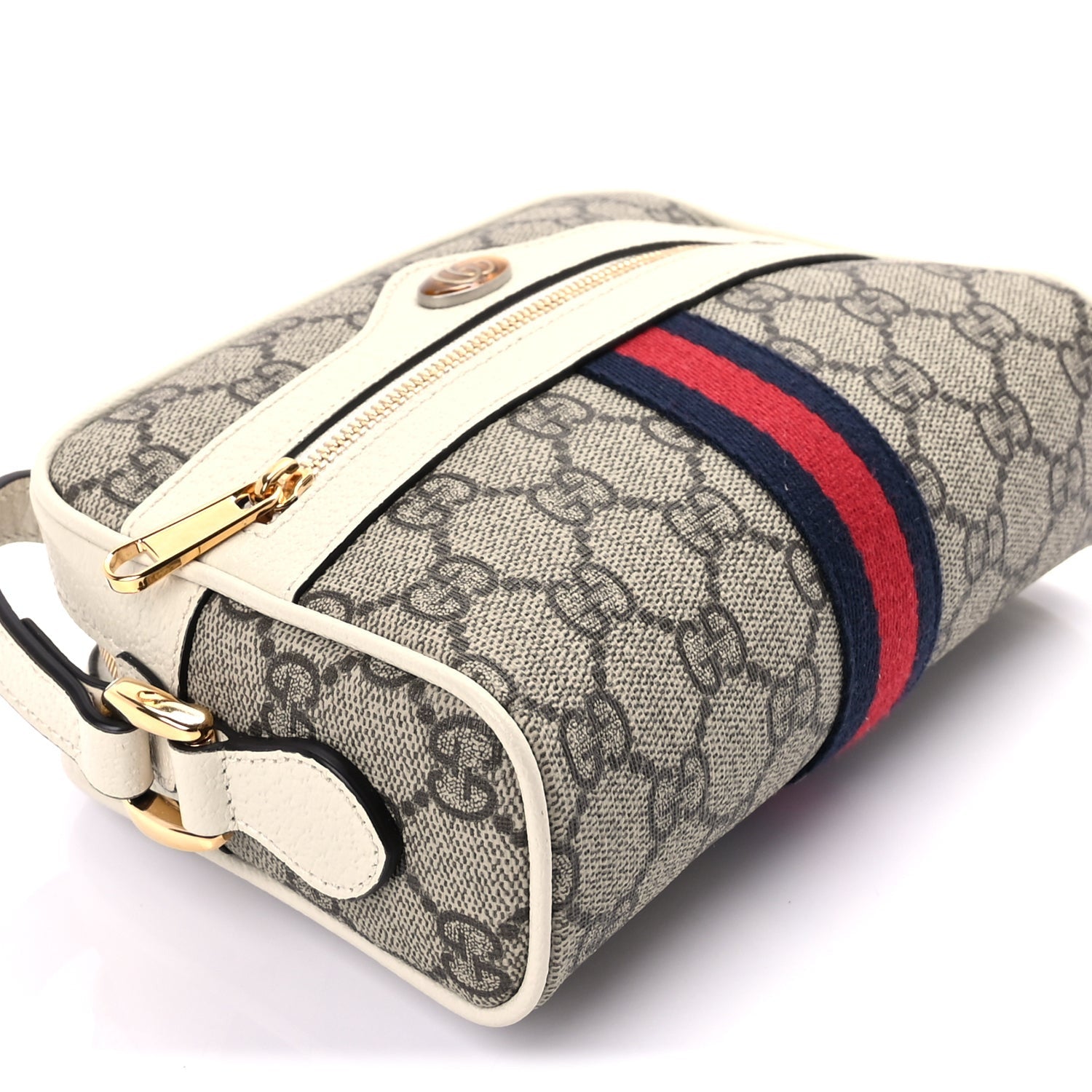 Gucci GG Supreme Monogram Textured Calfskin Web Mini Ophidia Shoulder Bag Beige Ebony Mystic White 7 of 7