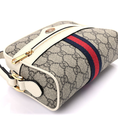 Gucci GG Supreme Monogram Textured Calfskin Web Mini Ophidia Shoulder Bag Beige Ebony Mystic White 7 of 7