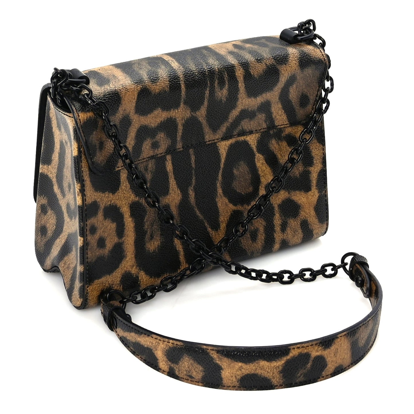 Calfskin Wild Animal Print Twist Shoulder Bag MM Marron