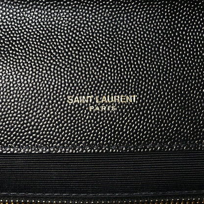 Saint Laurent Grain De Poudre Textured Mixed Matelasse Large Triquilt Monogram Satchel Black 5 of 8