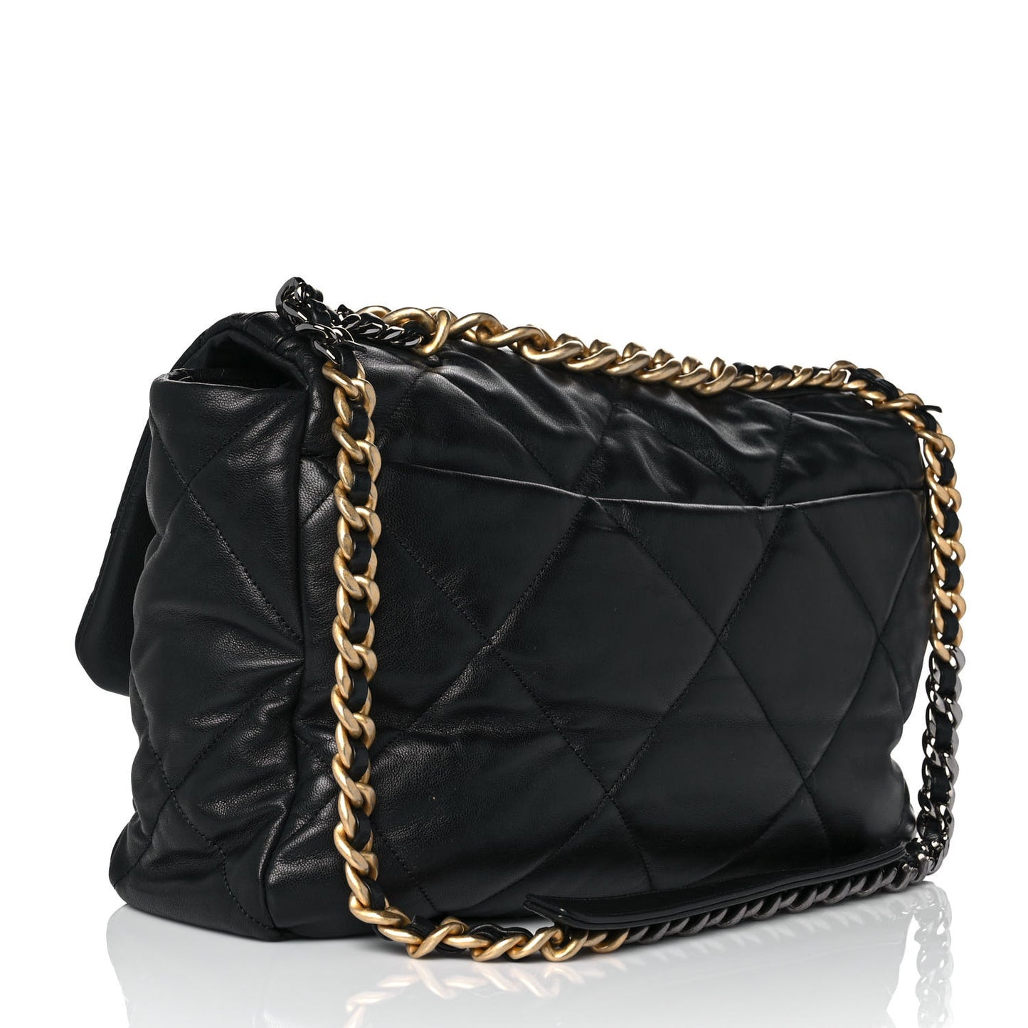 Goatskin Quilted Maxi Chanel 19 Flap Black