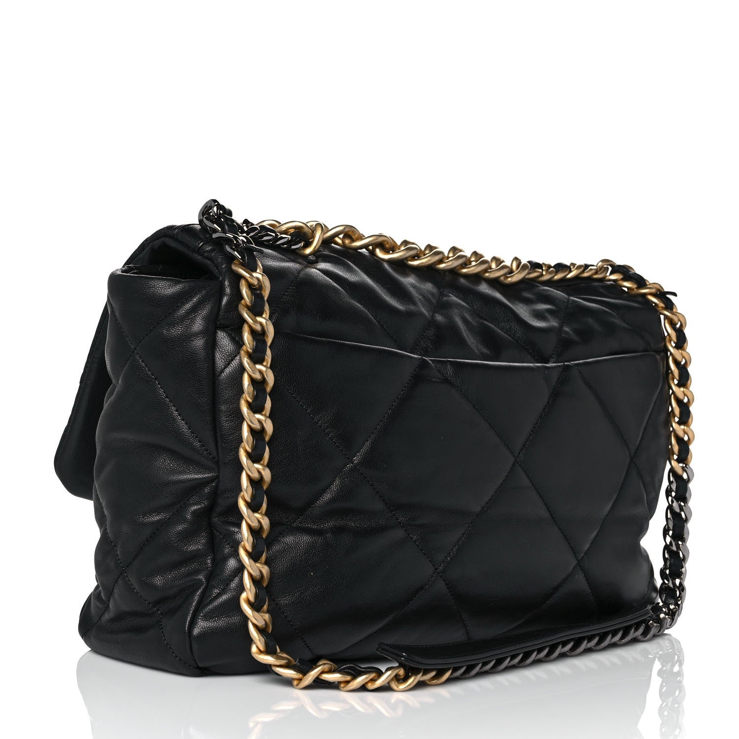 Chanel Goatskin Quilted Maxi Chanel 19 Flap Black 3 of 13