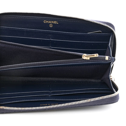 Chanel Caviar Quilted Large Zip Around Organizer Wallet Dark Blue 5 of 11