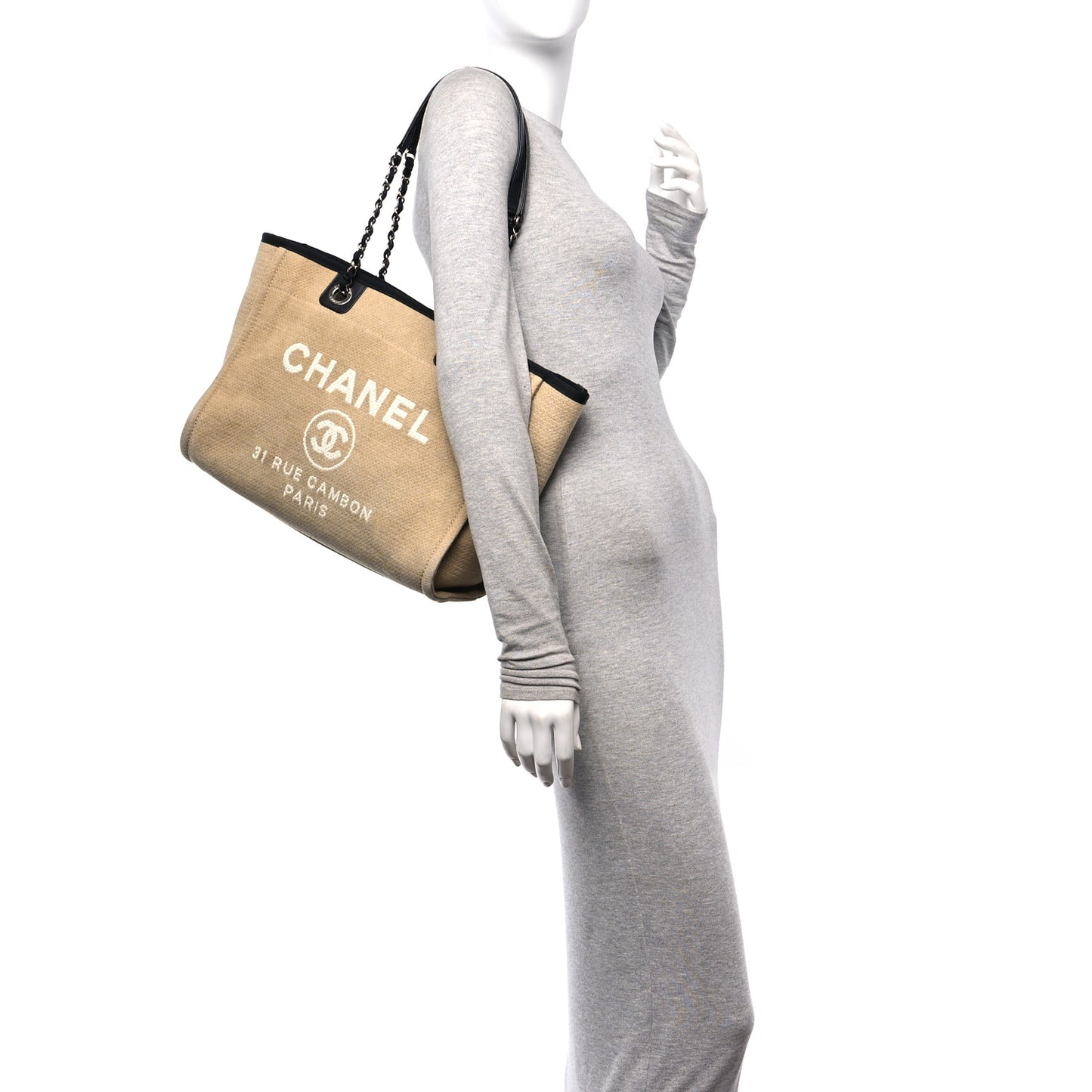 Canvas Small Deauville Tote Beige Black