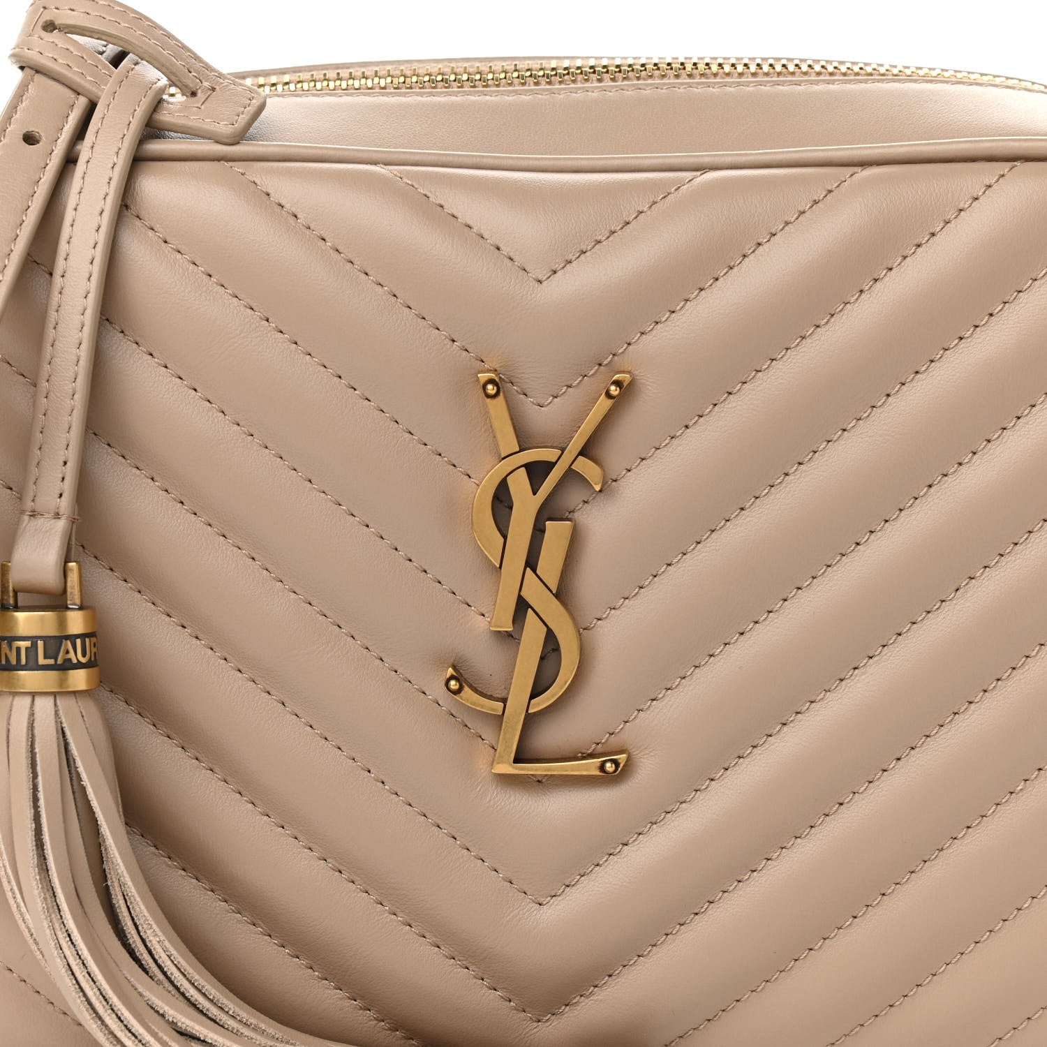 Saint Laurent Calfskin Matelasse Monogram Lou Camera Bag Dark Beige 8 of 12