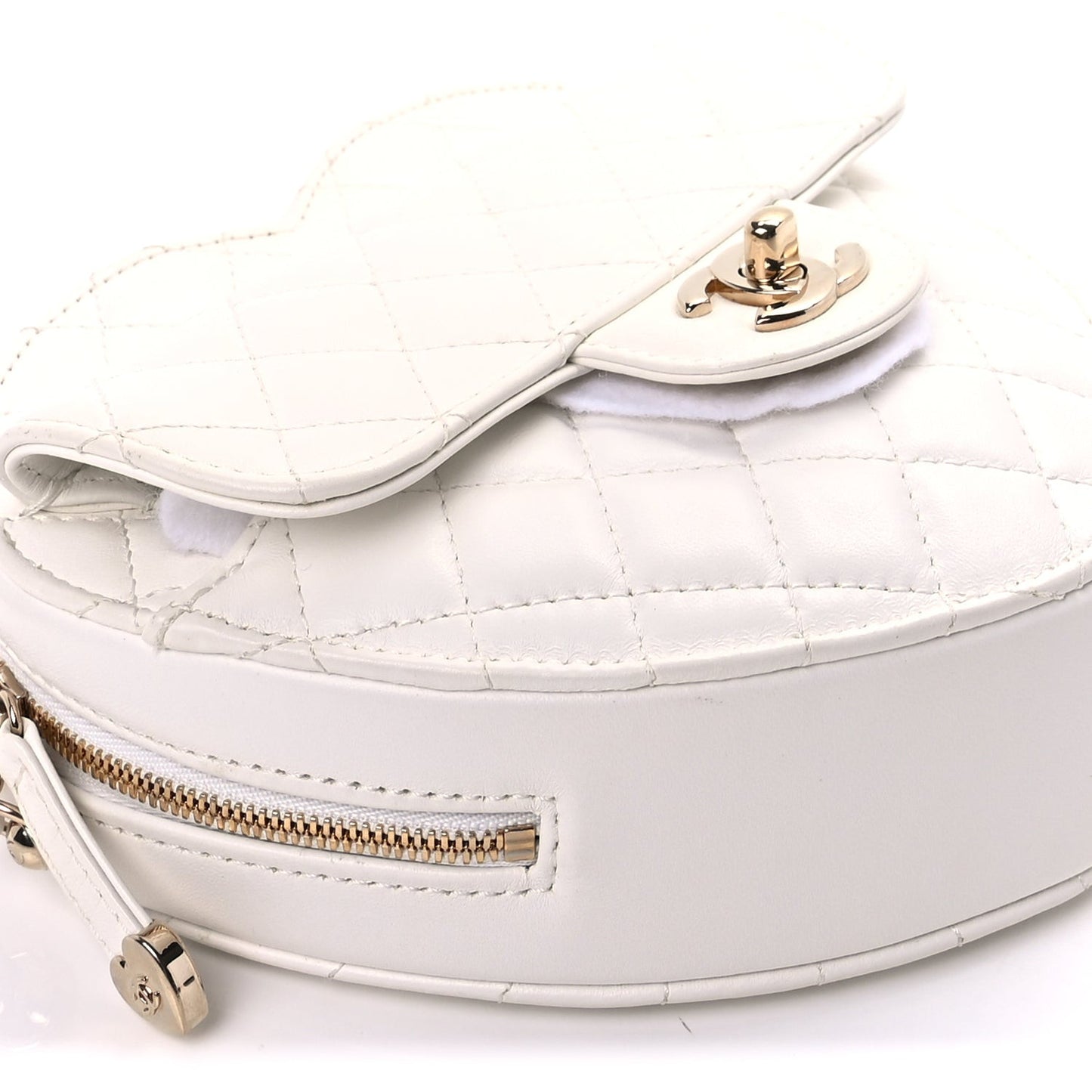 Lambskin Quilted CC In Love Heart Bag  White