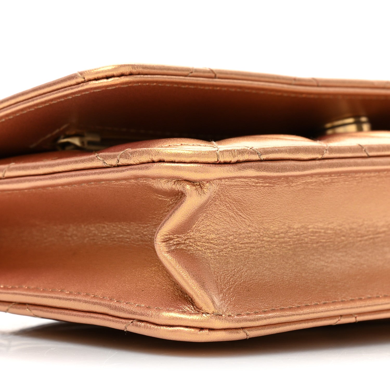 Chanel Metallic Lambskin Quilted Wallet On Chain WOC Golden 12 of 12