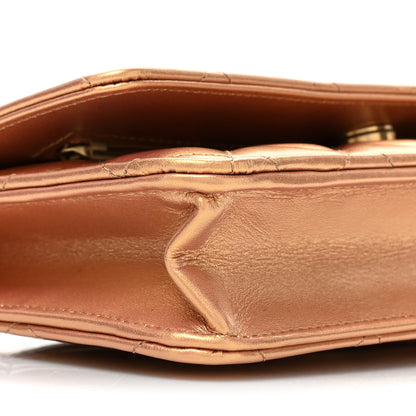 Chanel Metallic Lambskin Quilted Wallet On Chain WOC Golden 12 of 12