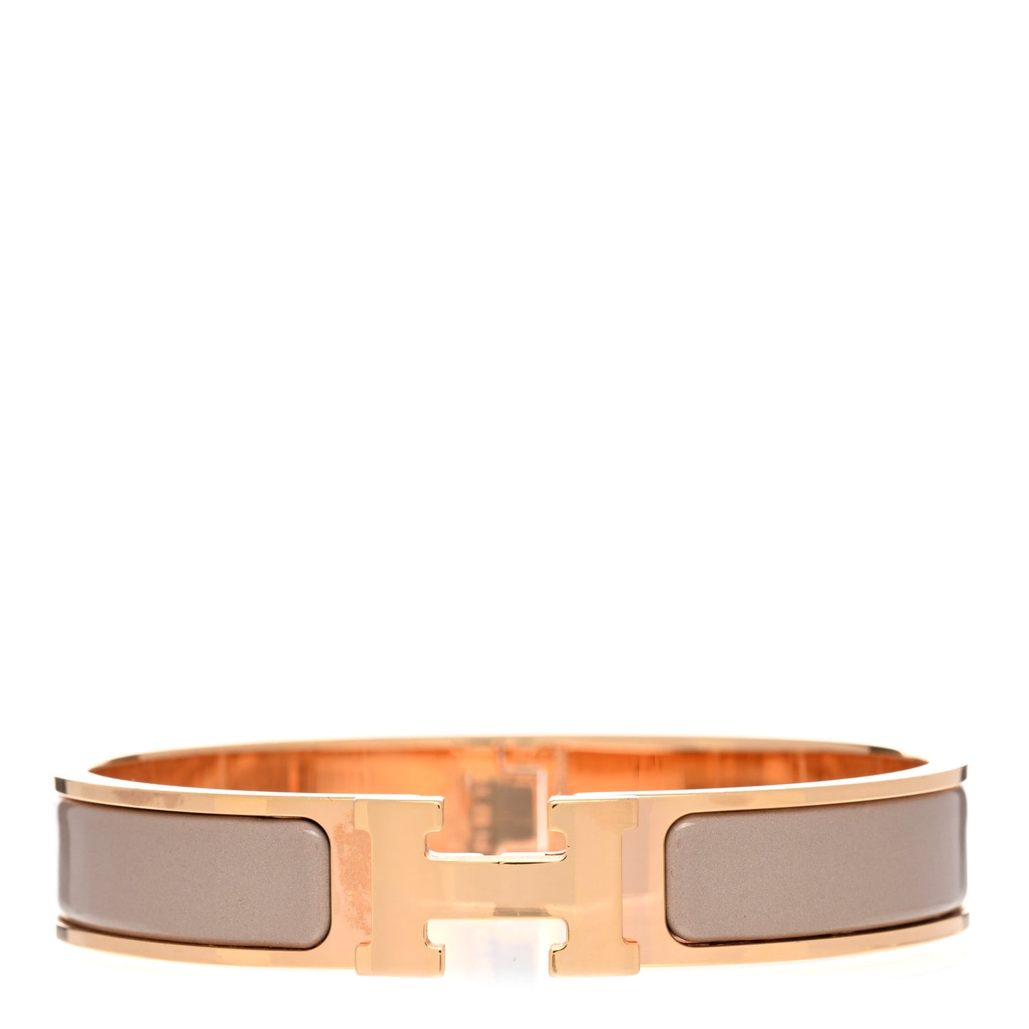 Enamel Narrow Clic Clac H Bracelet PM Marron Glace