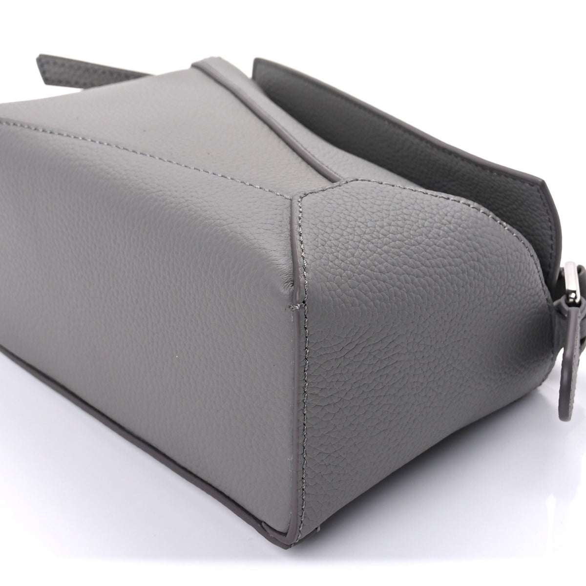 Soft Grained Calfskin Mini Puzzle Edge Bag Pearl Grey