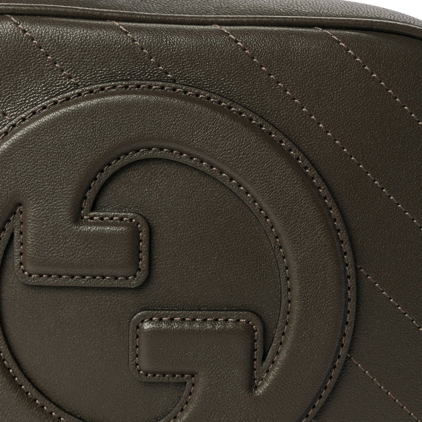 Sakai Be Green Calfskin Diagonal Stitched Small Blondie Shoulder Bag Craclet Brown