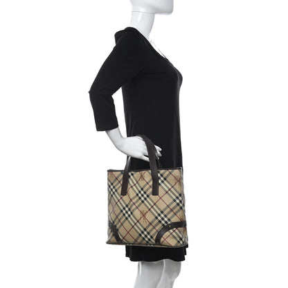 Burberry Haymarket Check Studded Tote Chocolate 2 of 12