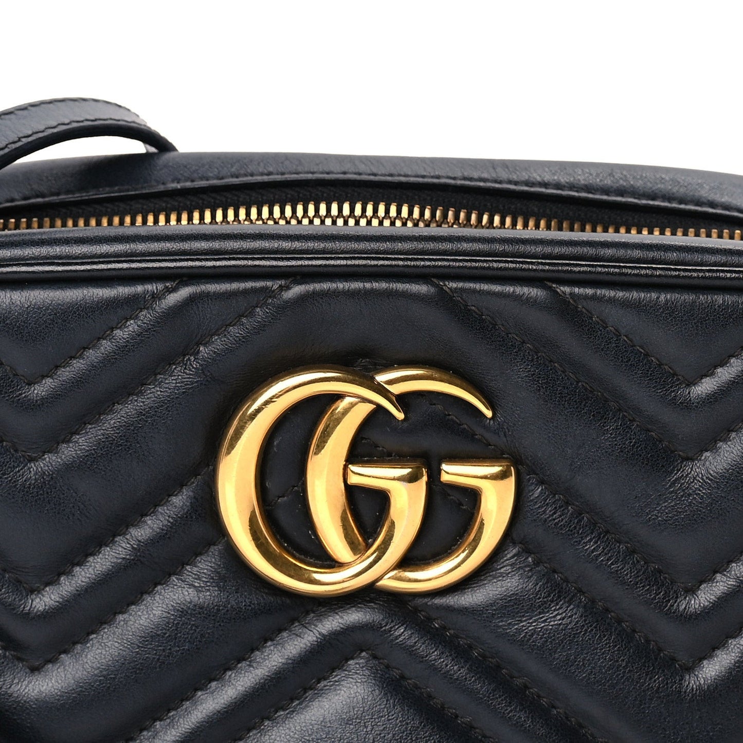 Calfskin Matelasse Small GG Marmont Chain Shoulder Bag  Black