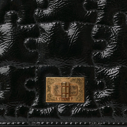 Chanel Crackled Patent Calfskin Puzzle Reissue Wallet On Chain WOC Black 7 of 9