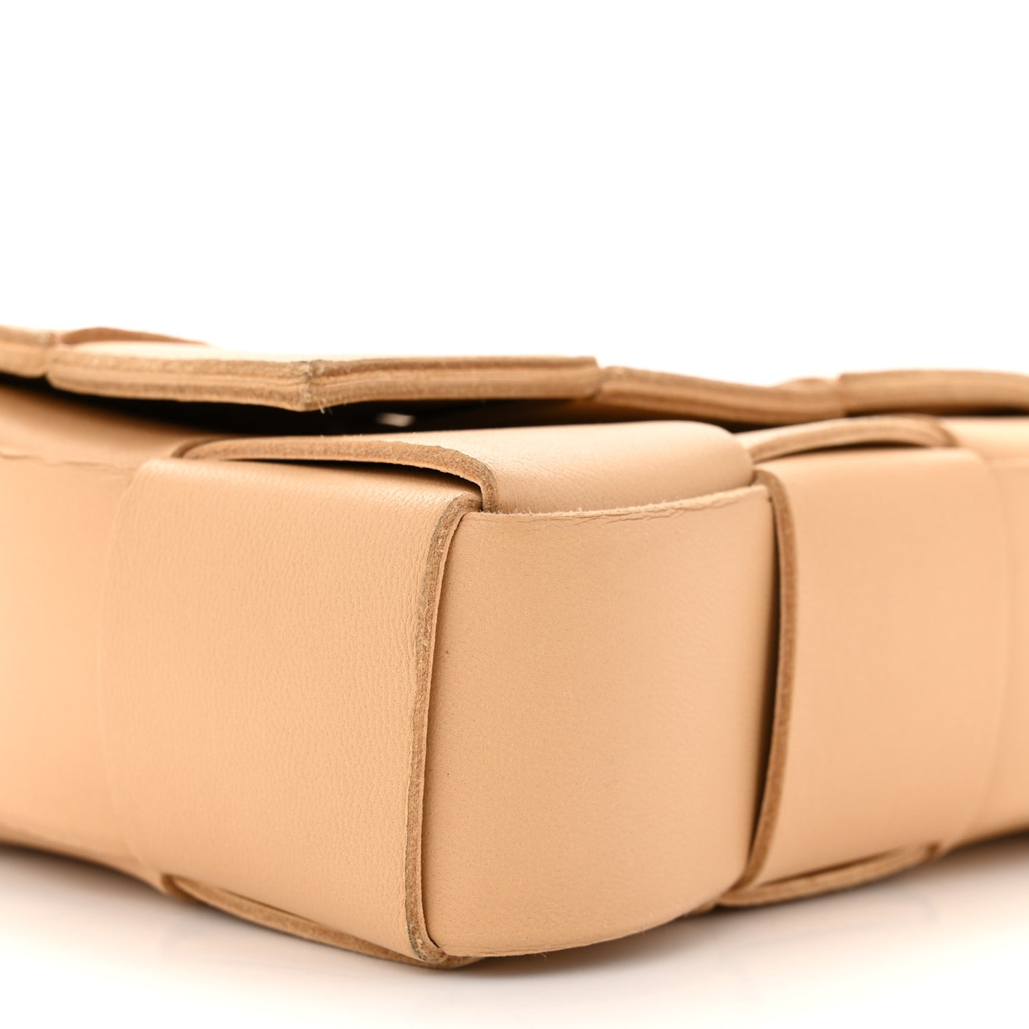 Lambskin Maxi Intrecciato Cassette Crossbody Bag Almond