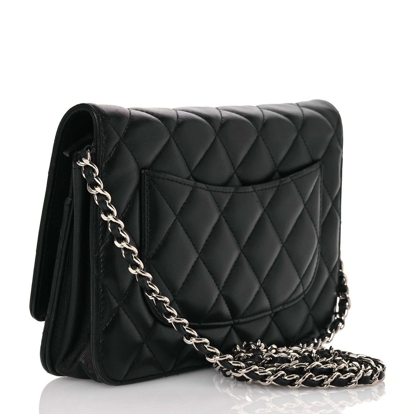 Lambskin Quilted Wallet On Chain WOC Black