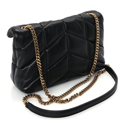 Saint Laurent Lambskin Quilted Toy Loulou Puffer Monogram Chain Satchel Black 2 of 8