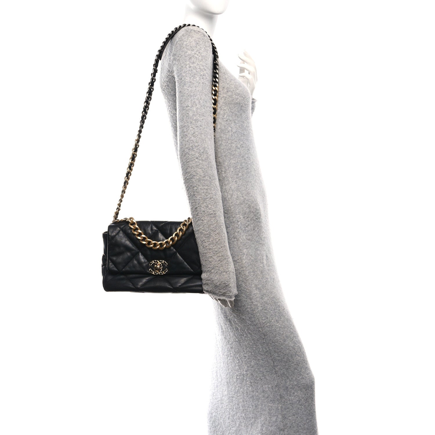 Chanel Goatskin Quilted Large Chanel 19 Flap Black 2 of 10
