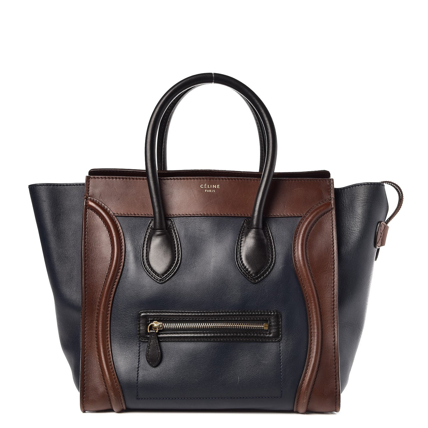 Smooth Calfskin Mini Tri-Color Luggage Navy