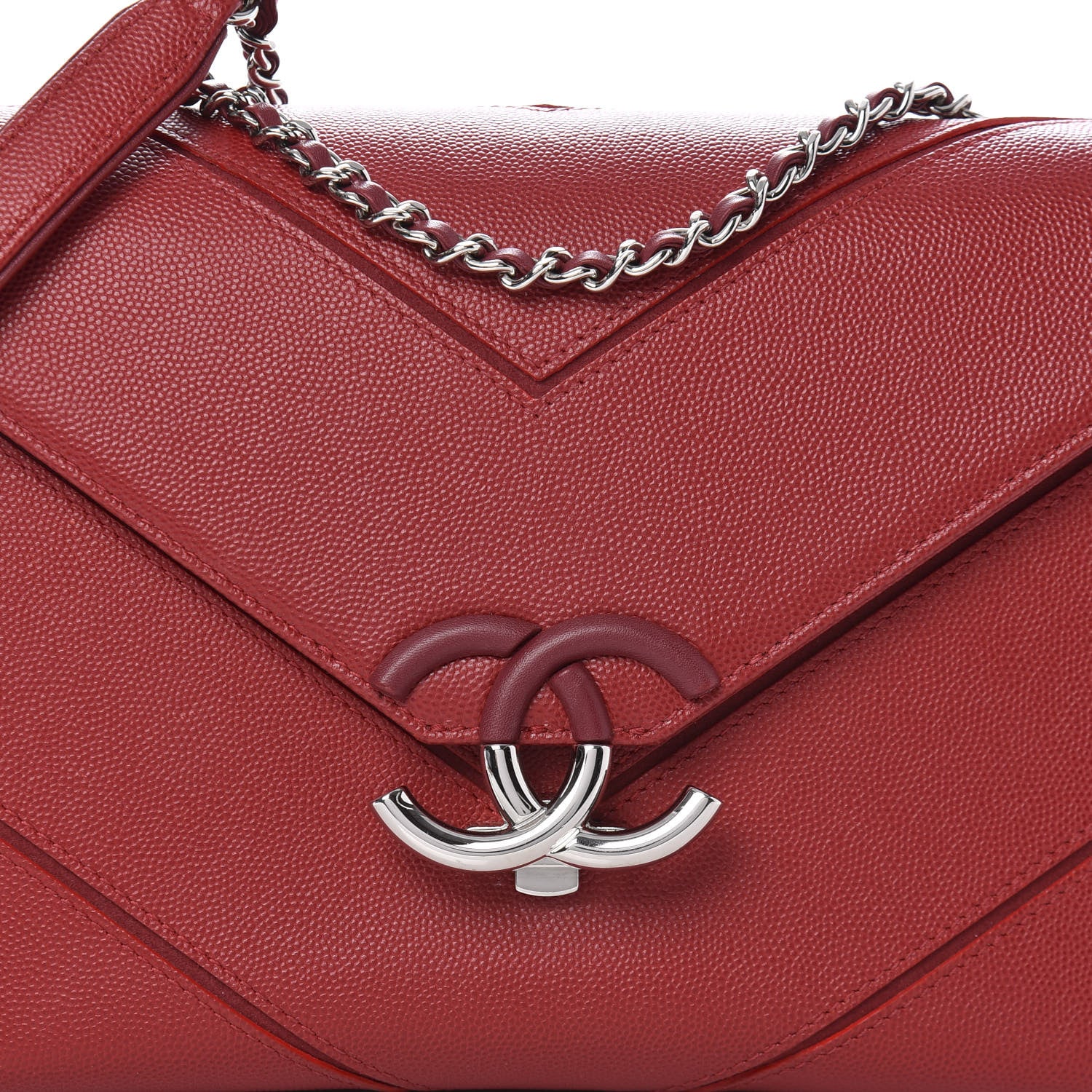 Chanel Caviar Macro Chevron Single Flap Red 10 of 10