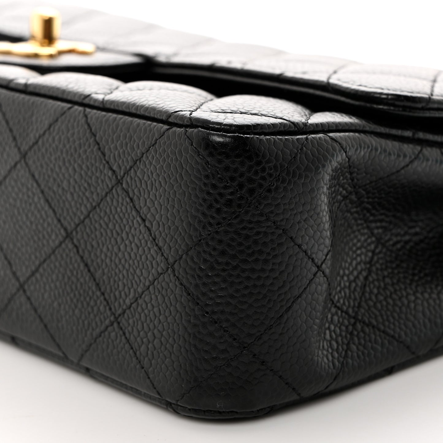 Caviar Quilted Medium Double Flap Black