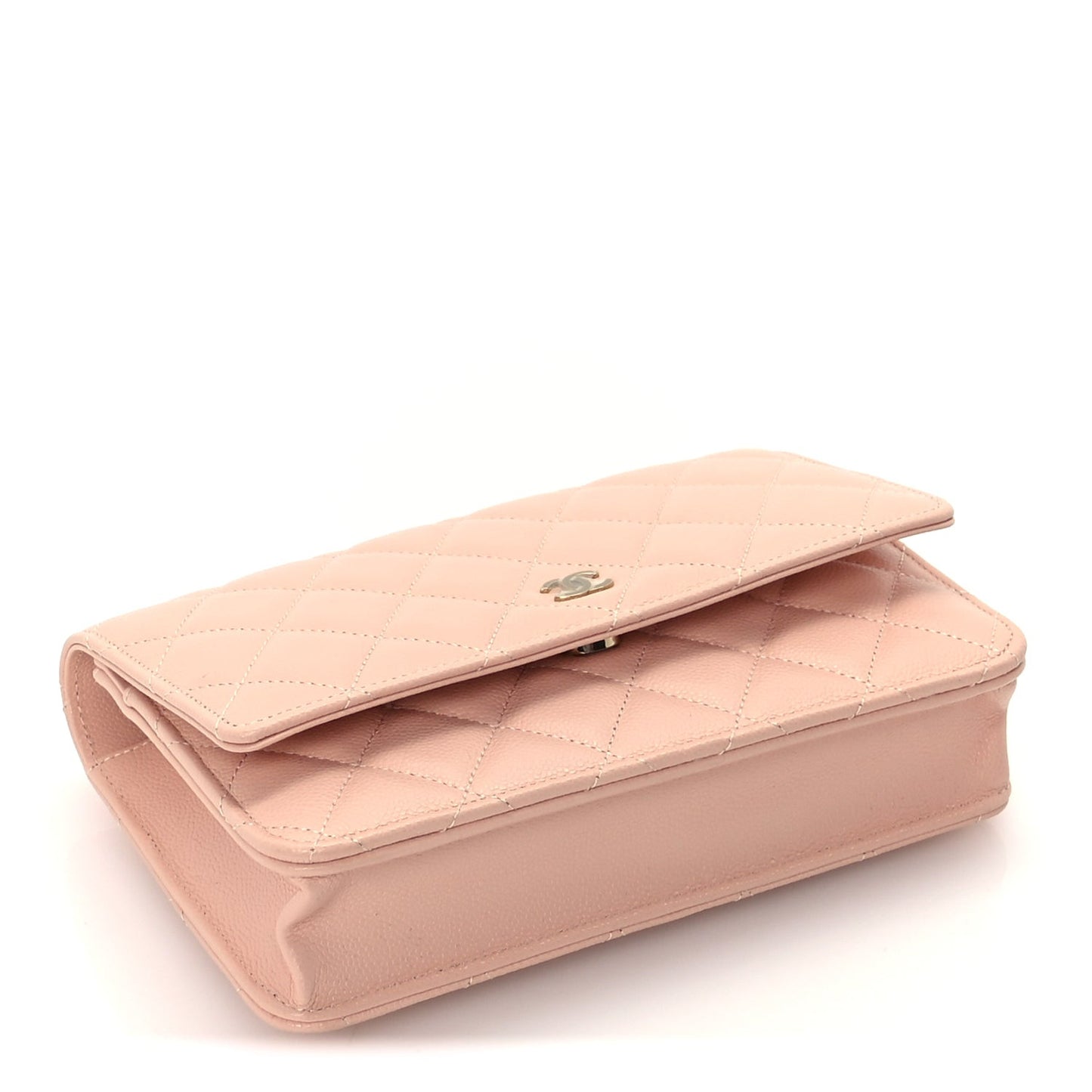Caviar Quilted Wallet on Chain WOC  Light Pink