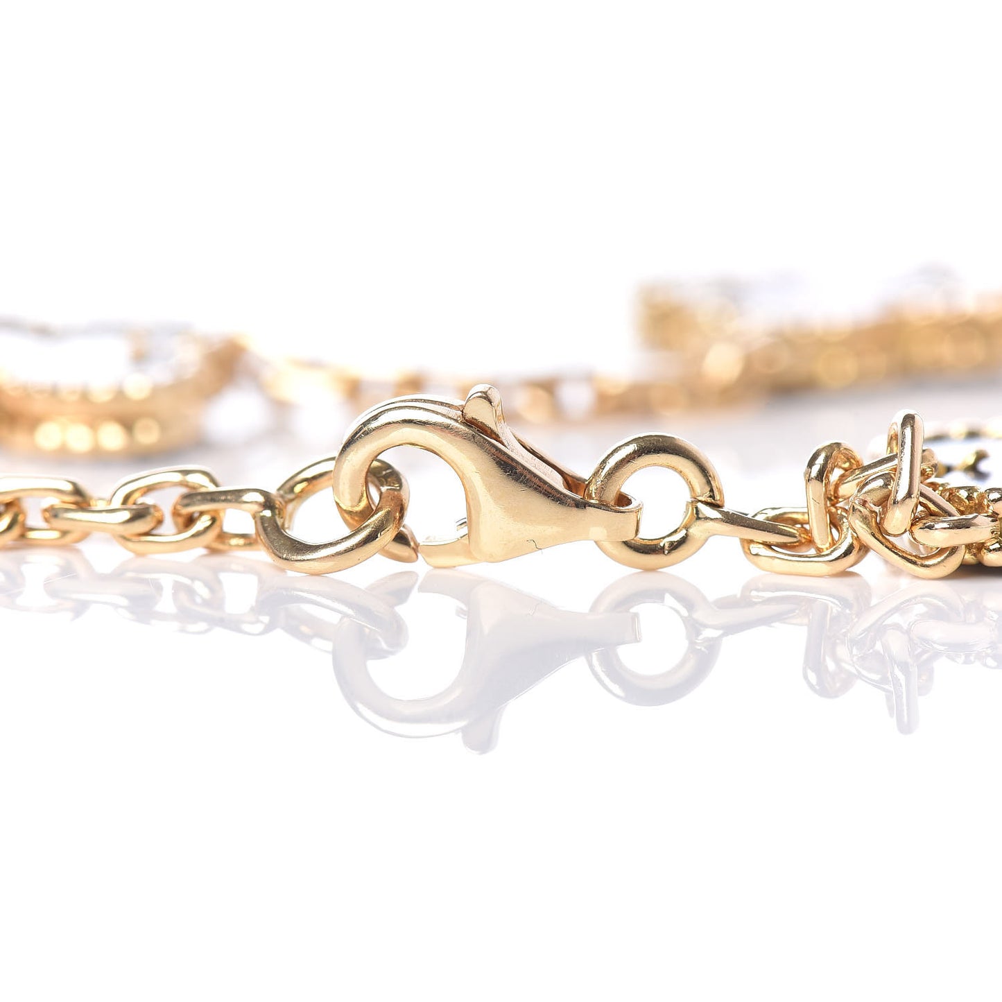 18K Yellow Gold Gray Mother of Pearl 5 Motifs Vintage Alhambra Bracelet