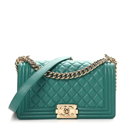 Chanel Lambskin Quilted Medium Boy Flap Green 1 of 10
