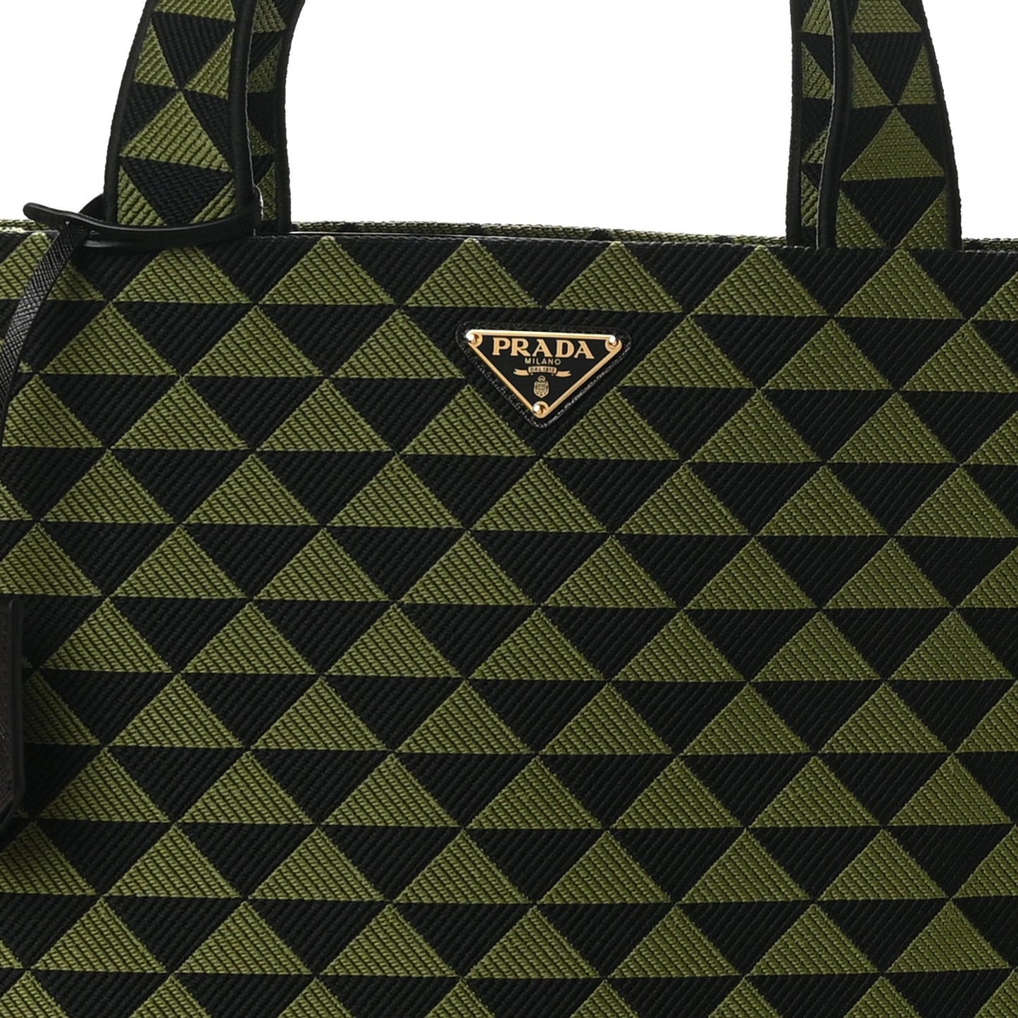 Jacquard Saffiano Triangolo Symbole Embroidered Shopping Tote Black Edera