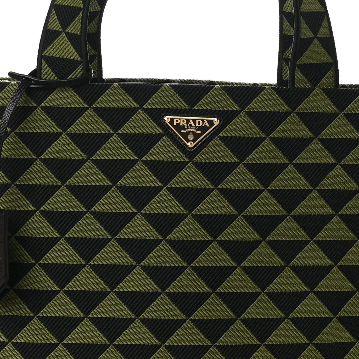Prada Jacquard Saffiano Triangolo Symbole Embroidered Shopping Tote Black Edera 7 of 7