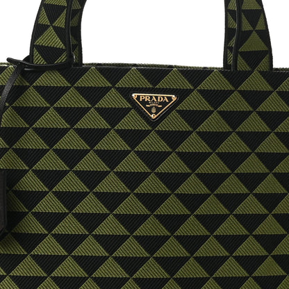 Prada Jacquard Saffiano Triangolo Symbole Embroidered Shopping Tote Black Edera 7 of 7