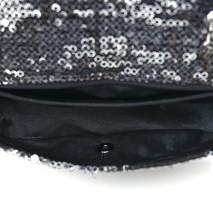 Chanel Sequin Medium Single Flap Dark Silver 4 of 17