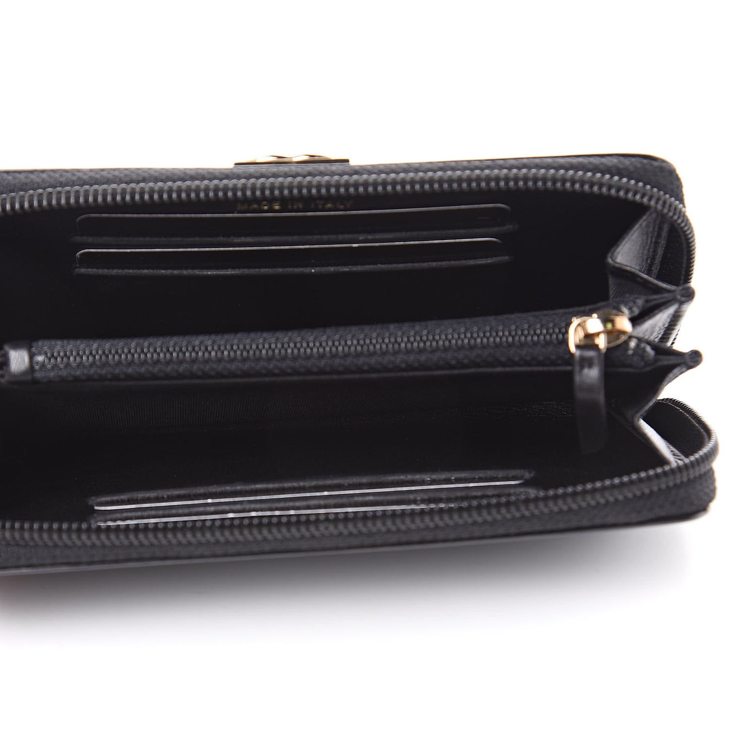 Glazed Calfskin Quilted Small Boy Zip Around Wallet Black