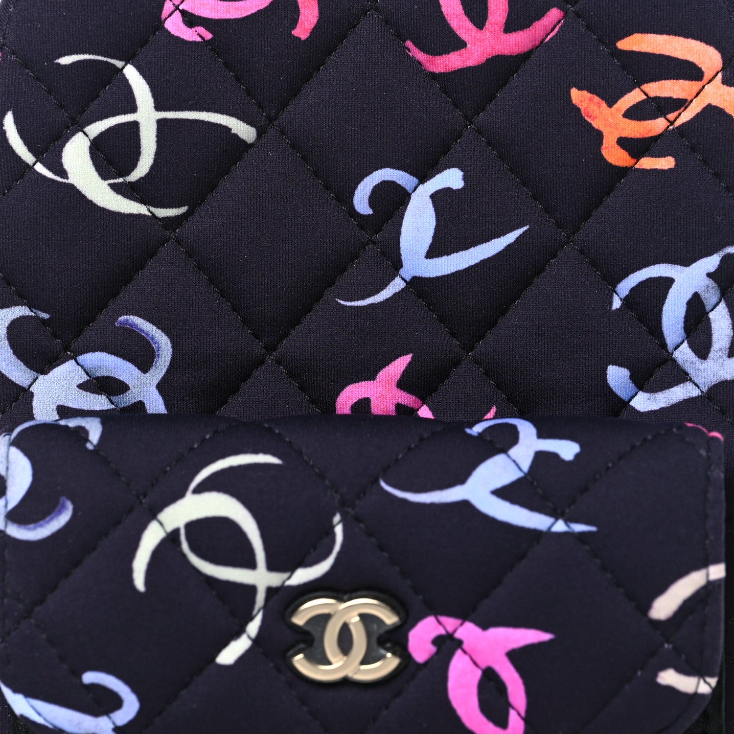 Chanel Printed Fabric Quilted CC Mini Classic Backpack Black Multicolor 8 of 10