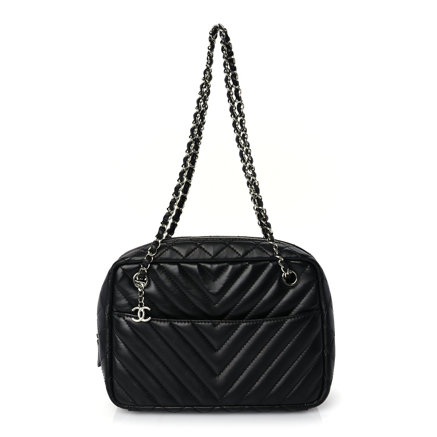 Chanel Lambskin Chevron Quilted Camera Case Black 1 of 9