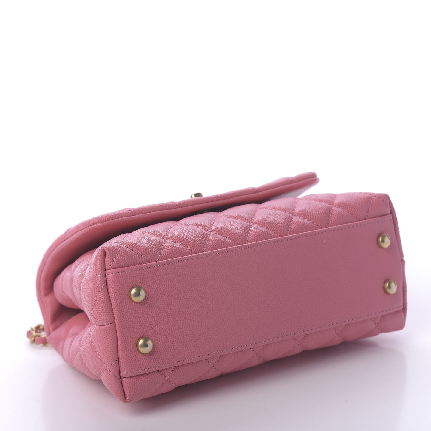 Caviar Lizard Embossed Quilted Mini Coco Handle Flap Pink