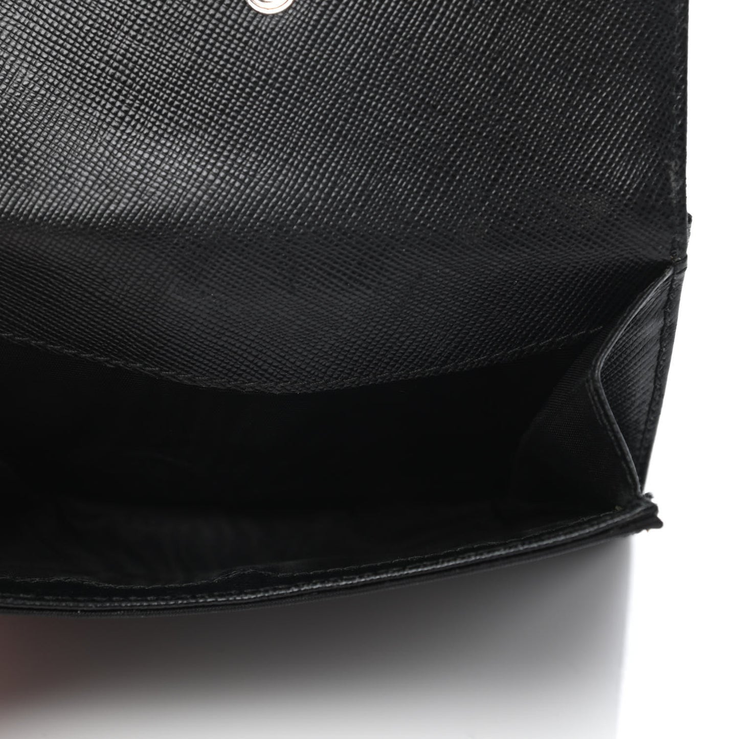 Tessuto Nylon Saffiano Tri-Fold Compact Wallet Black