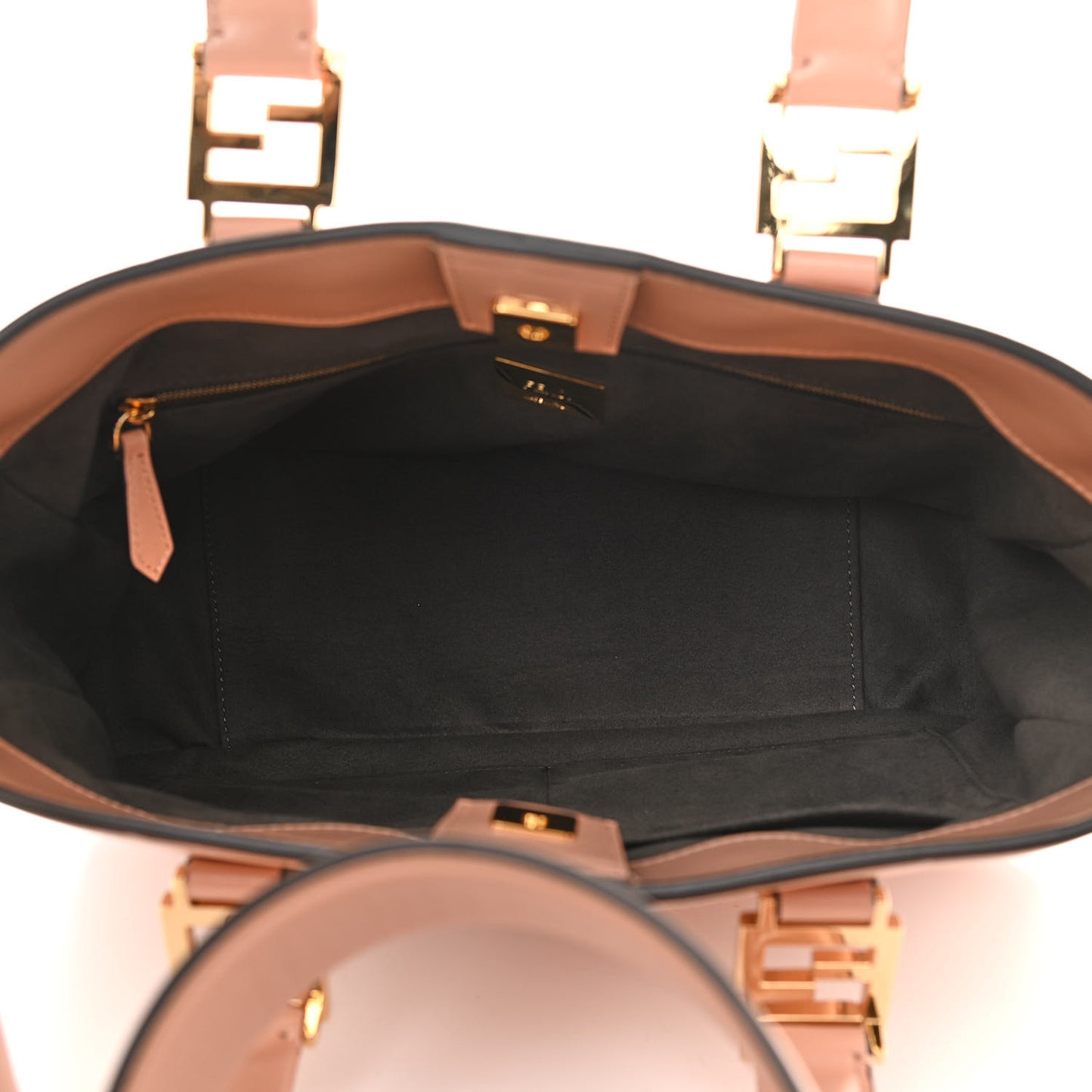 Vitello Glacier Small FF Tote Rosa Bourbon