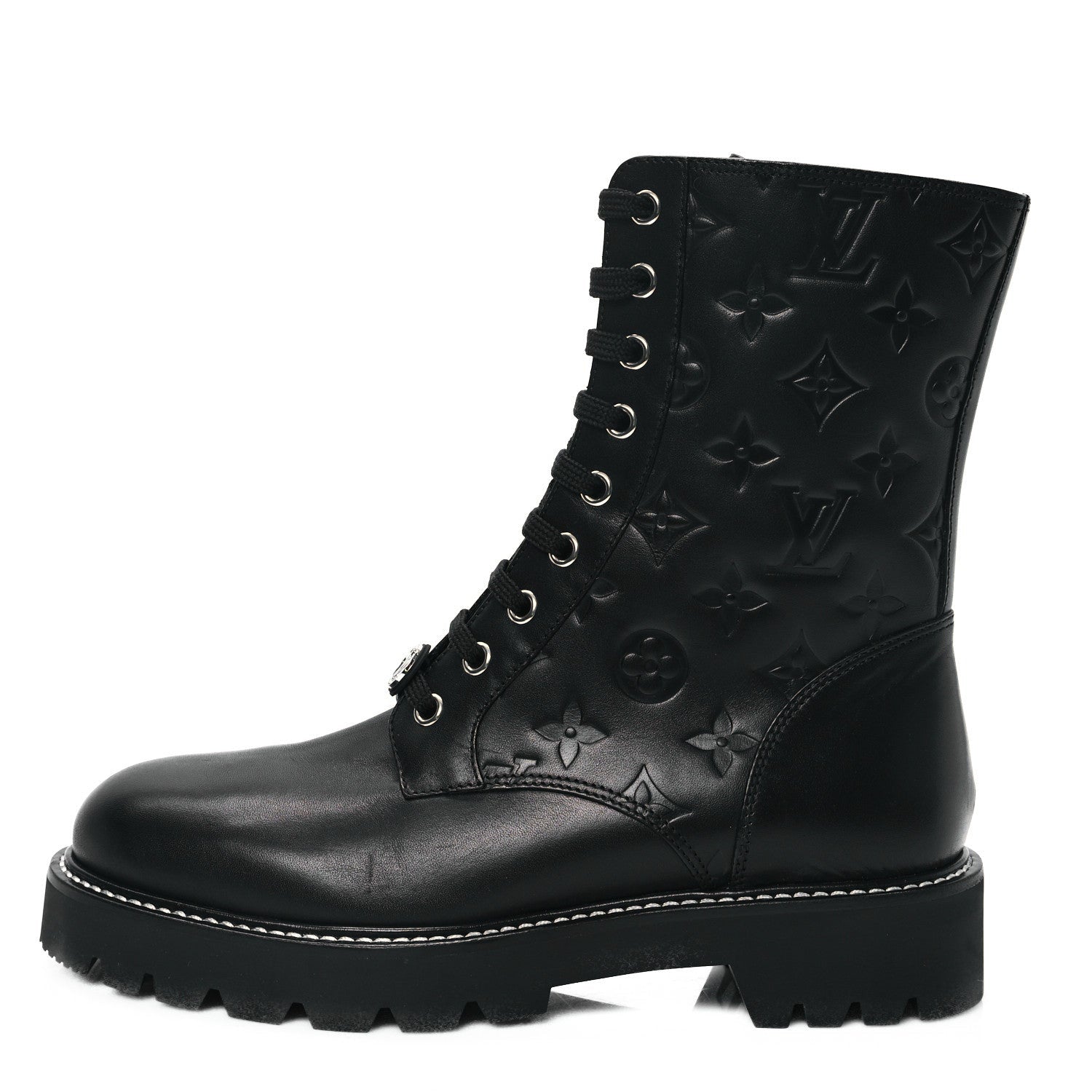 Louis Vuitton Calfskin Monogram Territory Flat Ranger Boots Black 1 of 7
